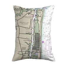 Betsy Drake Ocean Isle, NC Nautical Map Noncorded Indoor Outdoor Pillow 16x20