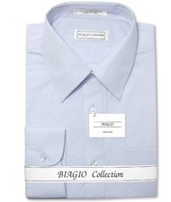 Biagio Mens 100 COTTON Solid POWDER BLUE Color Dress Shirt sz 15.5 32/33