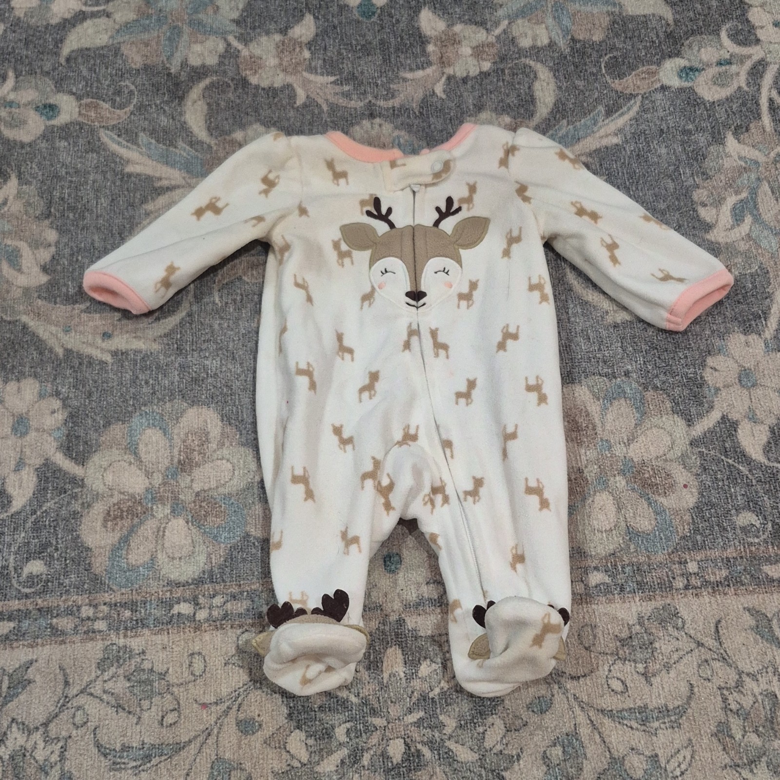 Child of Mine by Carter's Newborn Fleece Deer Coverall One-Piece Footed Snap