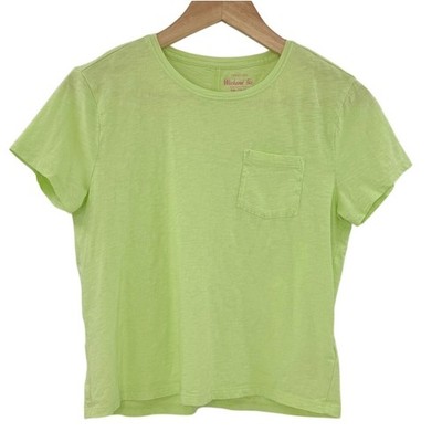 Crewcuts J.Crew Kids Lime Green Weekend Tee Cotton Slub Pocket T-Shirt XXL 15-16