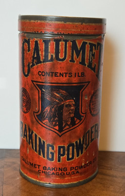 Vintage Calumet Baking Powder 1lb Tin Can Paper Label Made In USA 1920s-1930s