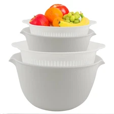 2 Sets 3 Qt，2 in 1 Kitchen Colander Set with Bowl Strainer ，BPA Free Plastic ...