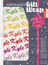 Lot of 4) "Kyle" Gift Wrap Personalized Wrapping Paper 80's NOS 20 x 28 Sheet