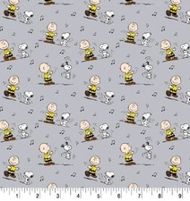 LINED WINDOW VALANCE CURTAIN 42 X 15 SNOOPY PEANUTS DANCING GRAY