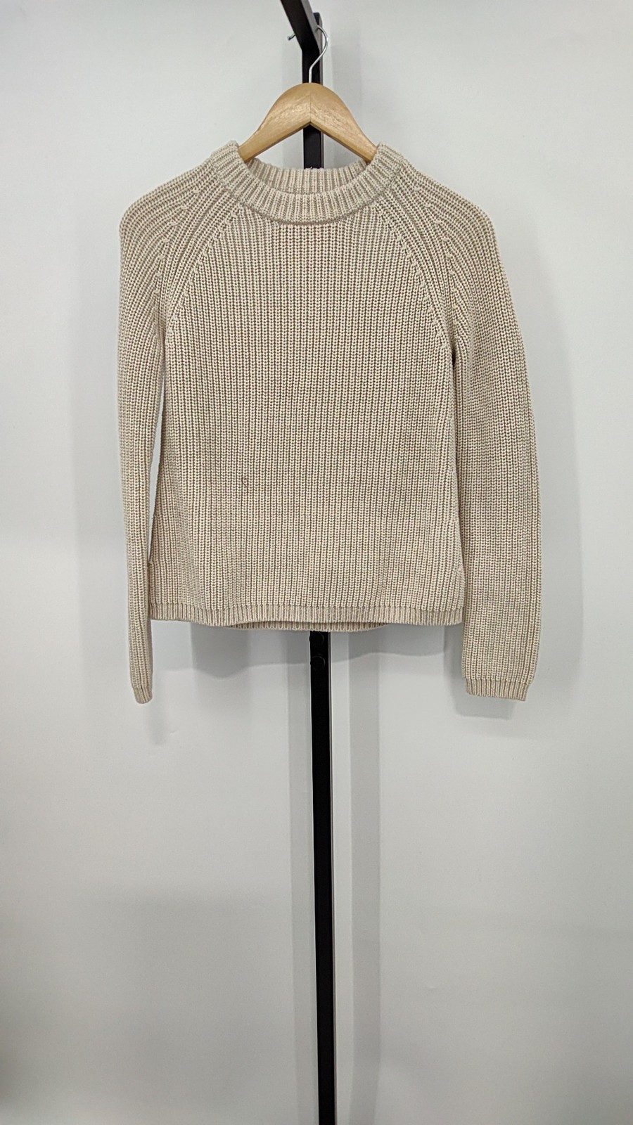 Quince Women 100% Organic Cotton Fisherman Crew Sweater Speckled Beige XS