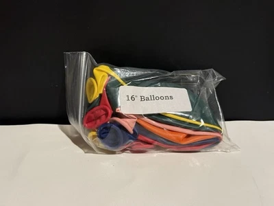 Bag of 10 assorted 16” latex balloons, Unknown brand