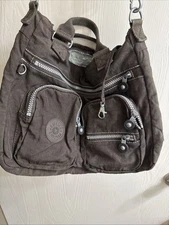 KIPLING Shoulder Bag Handbag 2way Dark Brown Euc No Monkey