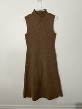 Everlane Toffee/Carmel The Cozy Stretch Sleeveless Mock Neck Midi Dress Small