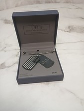 1913 Men  s Stainless Steel Dog Tag Necklace American Flag Pendant Saying New