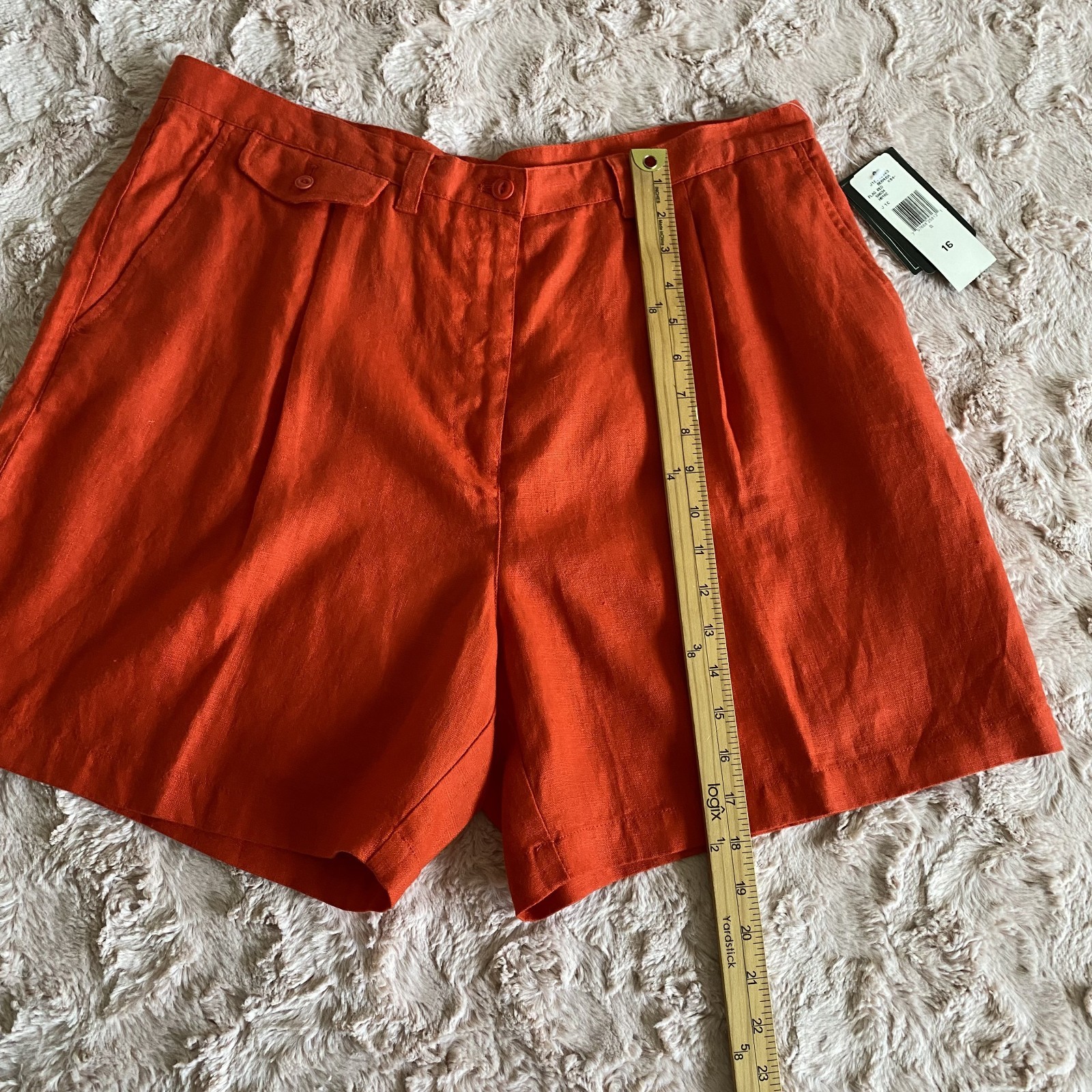 NWT Lauren Ralph Lauren Shorts Womens 16 Orange Red 100% Linen Inseam 5.5" thumbnail 5