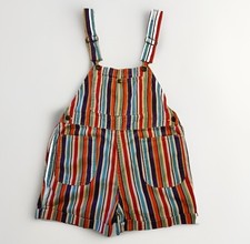 Vintage Striped Denim Shortalls Womens M Romper Overalls Funky Sanforized USA