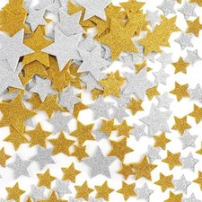 Gold Silver Star Stickers - 100pcs - Glitter Foam Stickers - Silver Gold