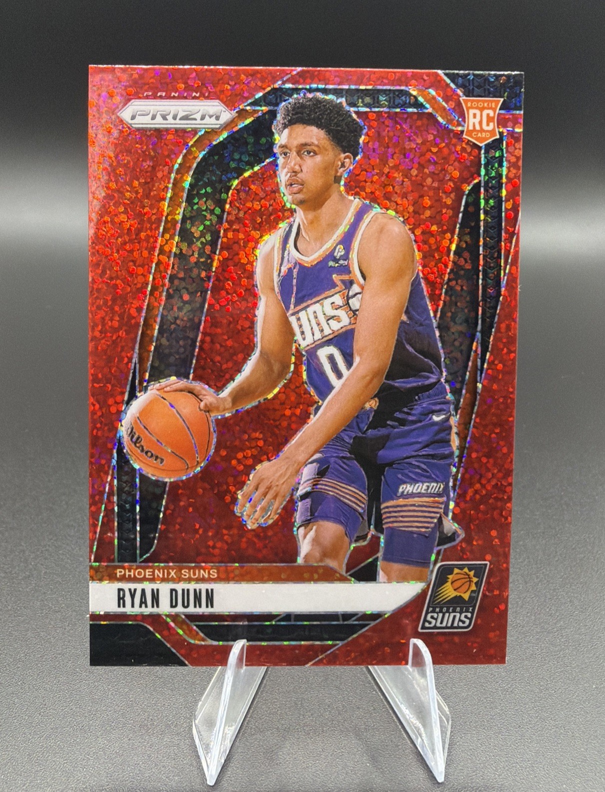 Ryan Dunn 2024-25 Panini Prizm SSP Case Hit Red Sparkle RC Suns #258