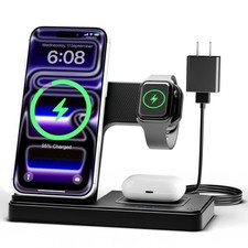 3 in 1 Wireless Charger Station for iPhone Apple Watch AirPods Foldable Black
