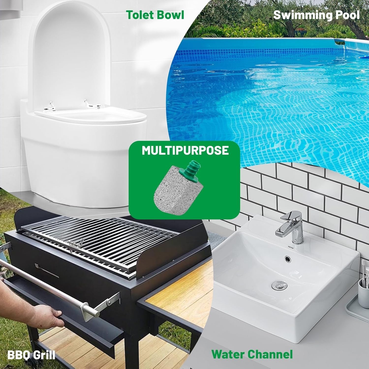 5 Packs Pumice Cleaning Stone with Extra Long Handle, 1 Pumice Stone for Toil...