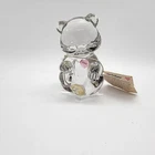 Fenton Birthstone Bear Clear Glass Pink Heart October NO BOX