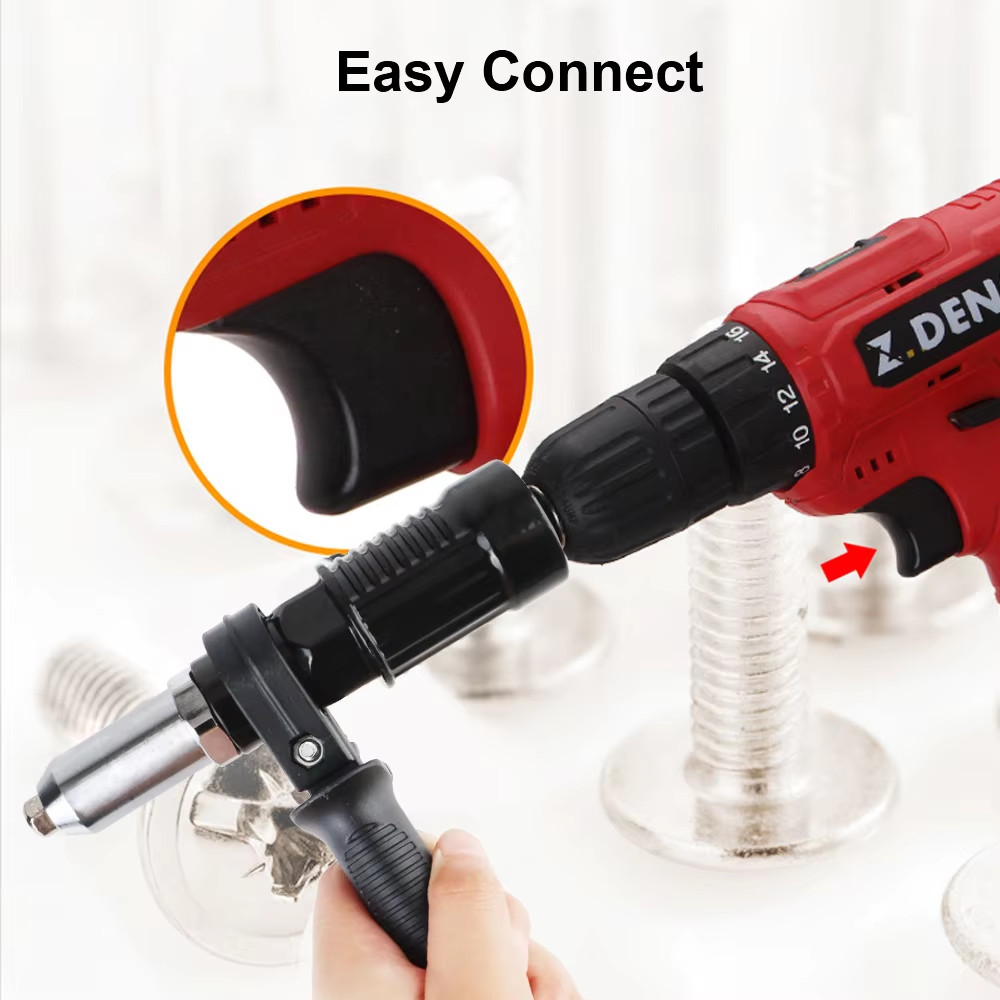 Professional Electric Rivet Nut Gun Adaptor Insert Cordless Power Drill Tool US