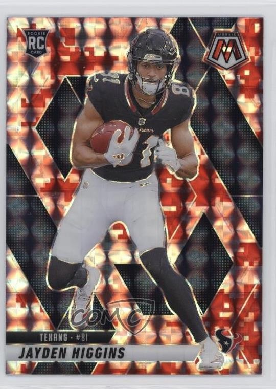 2025 Panini Mosaic Rookies Red Camo Mosaic Prizm Jayden Higgins #346 1tr1