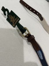 NEW Canterbury Leather Canvas & Blue Nylon Whale Fish 1” Belt Size 22