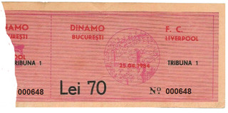 Dinamo Bucharest v Liverpool European Cup semi final ticket 25.04.1984