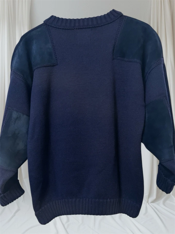 Мужской винтажный шерстяной свитер George W Steers размер XL 100% китобой ботаника шерсть и кожа - Изображение 3 из 4