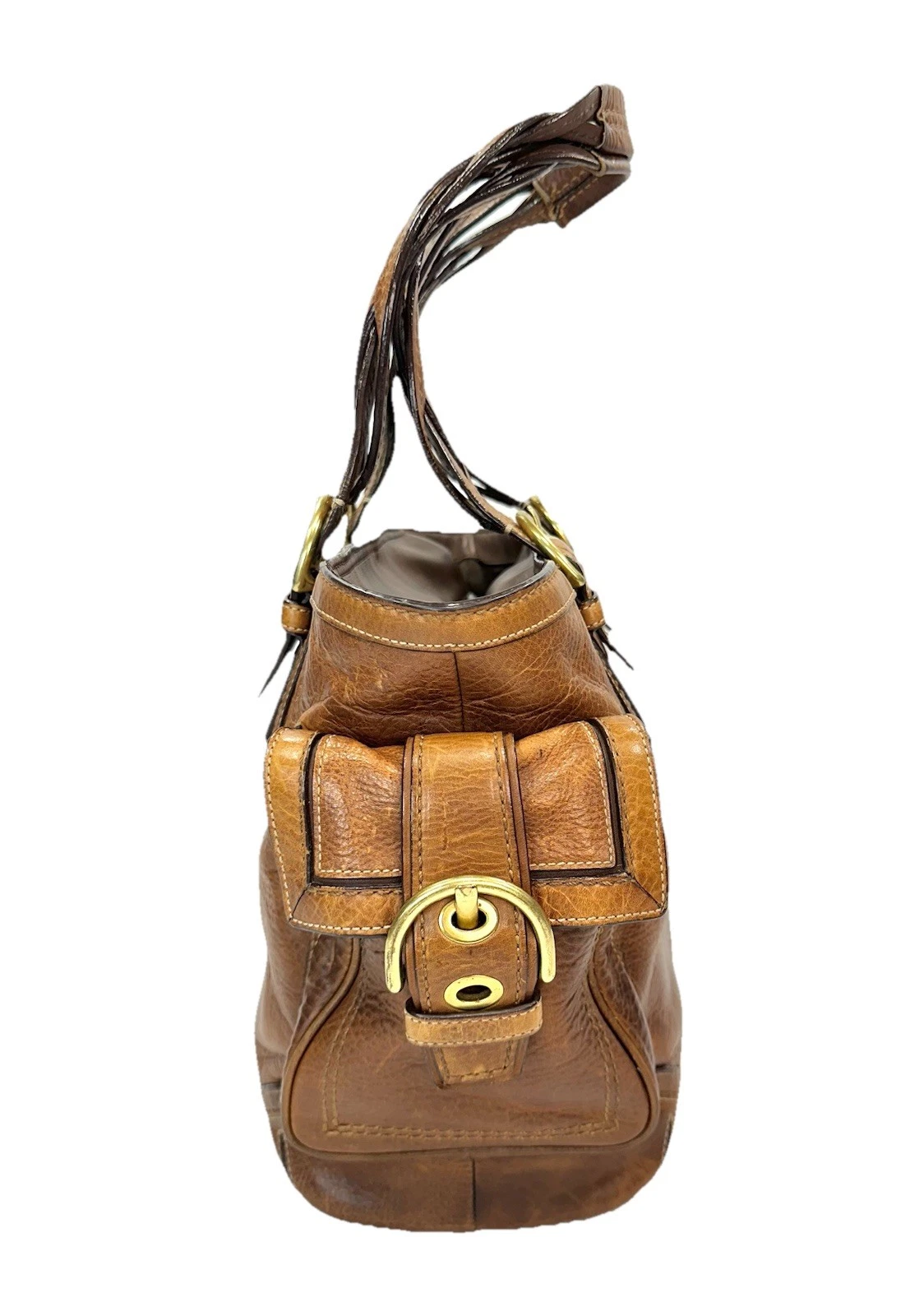 Borsa Coach 10049 vintage Soho Y2K tabacco intrecciata pelle invecchiata tote bag