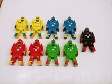Set of 9 Schylling Wooden Stacking Robots Colorful Stacking Robots