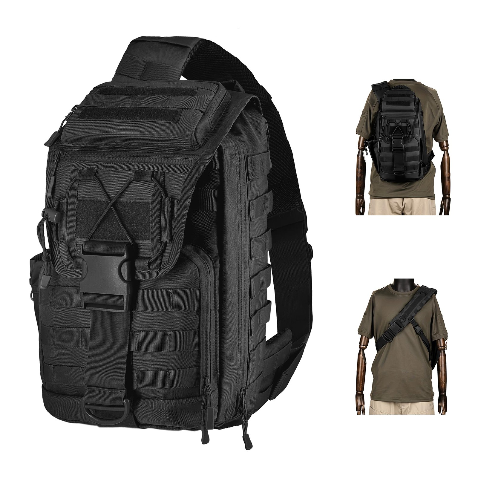 Tactical Sling Bag for Men, 30L Extra Large Tactical Bag wit