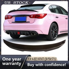 HIGH KICK DUCKBILL TRUNK SPOILER FOR 14-2022 INFINITI Q50 PSM STYLE GLOSSY BLACK