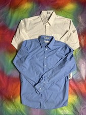 2 Boys Size 20 Van Heusen Long Sleeve Dress Shirts 1 White  1 Light Blue