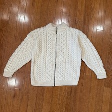 Carraig Donn Cardigan Sweater Boys Girls Kids Medium 100 Wool Zip Fisherman