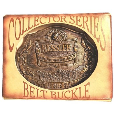 Vtg 1993 Brass Kessler American Whiskey ''Smooth As Silk''  Belt Buckle NEW IN BOX
