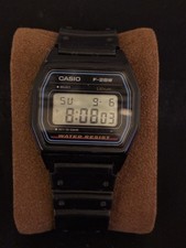 Rare Vintage Casio F-28W Digital Watch Module 1156 Black Classic - New Battery