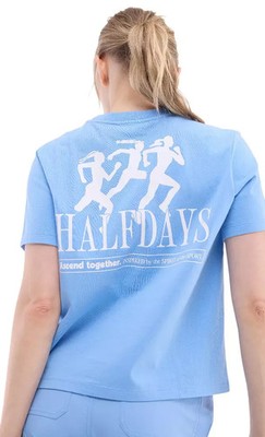 Halfdays Women's Short Sleeve T-Shirt Forget Me Not Blue Crew Neck Size XS