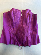 Torrid Fushia Boned Corset With Back Lacing And Hook/Eye Front Closure Size 3X
