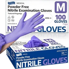 Medical Nitrile Exam Gloves 100 PCs Powder-Free Food-Safe Disposable Glove