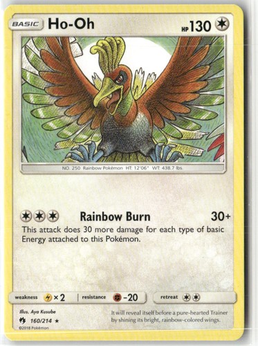 Ho-Oh 160/214 Rare Lost Thunder Pokemon Near Mint