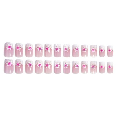 FÜR für French Square Nail Art Sweet Style Glitzer Rosenblätter Press On Set