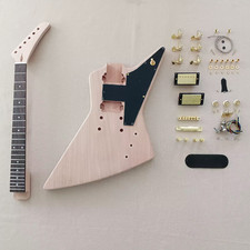 DIY Explorer Electric Guitar Kit Maple Neck Rosewood FB Set In Golden Part