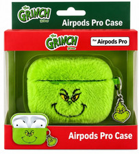 Dr. Seuss The Grinch AirPods Pro Case Fuzzy Green Plush w/ Charm New