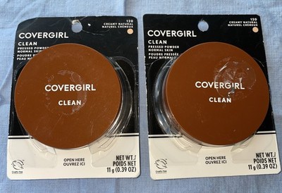 2 CoverGirl Clean Pressed Powder 120 Creamy Natural Discontinued Talc Formula