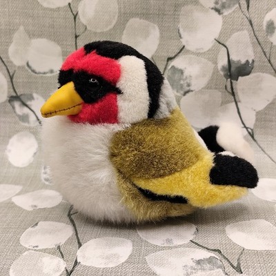 Vintage K&M International Goldfinch funktionierende Vogelgeräusche 6 Zoll Stofftier Plüsch sehr guter Zustand