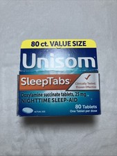 NEW Unisom SleepTabs, Nighttime Sleep-aid, Doxylamine Succinate, 80 Tablets