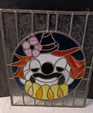 Vintage Stained Glass Clown Art Glass.