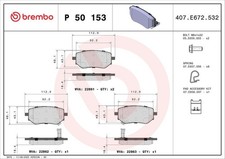 BREMBO P50153 Brake Pad Set Rear Fits Mercedes-Benz X-Class Nissan Navara