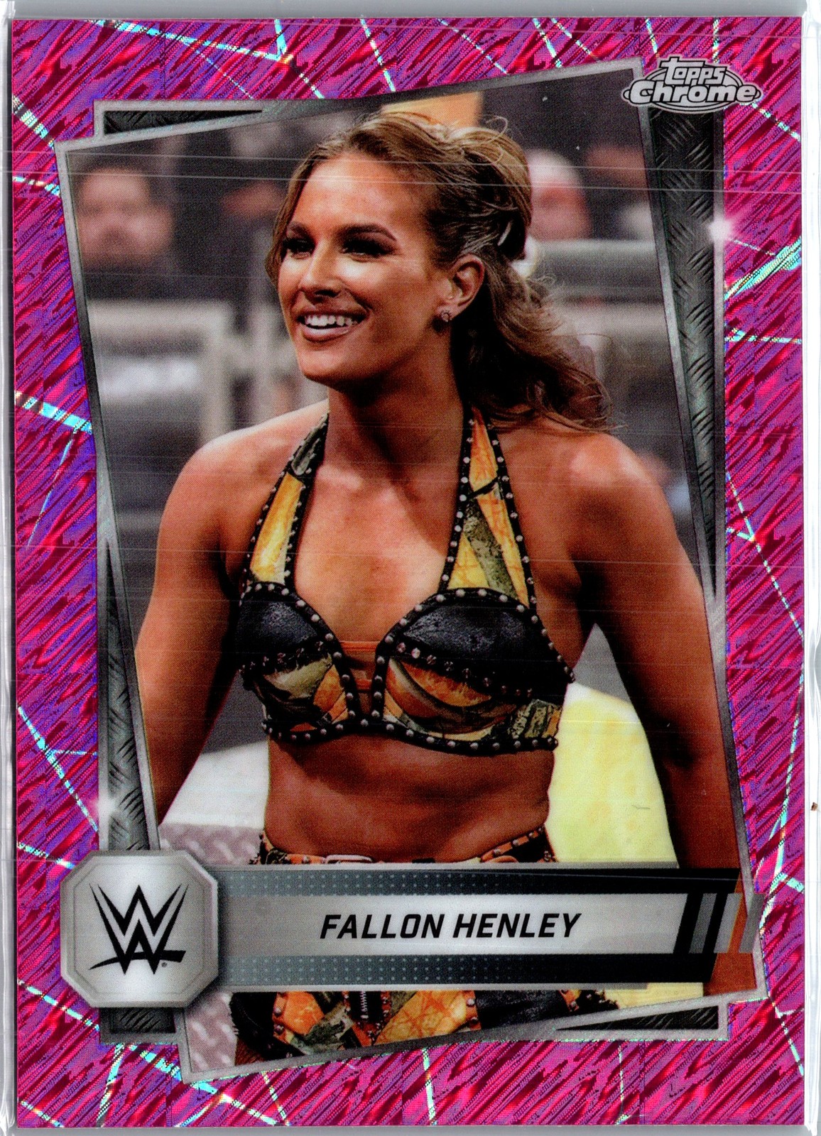 2025 Topps Chrome WWE #86 Fallon Henley Pink Shimmer Refractor