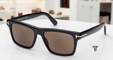 TOM FORD Buckley-02 FT0906 01H Shiny Black Polarized Roviex 56 Men's Sunglasses