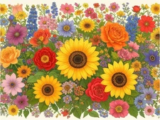 Tile Mural Colorful Flowers Sunflowers Roses Kitchen Bathroom Wall Backsplash