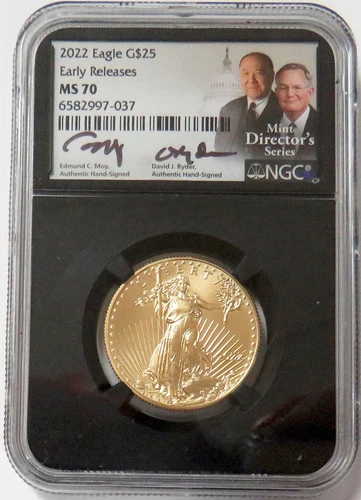 2022 MOY RYDER SIGNED GOLD AMERICAN EAGLE $25 1/2 OZ NGC MS 70 EARLY RELEASES