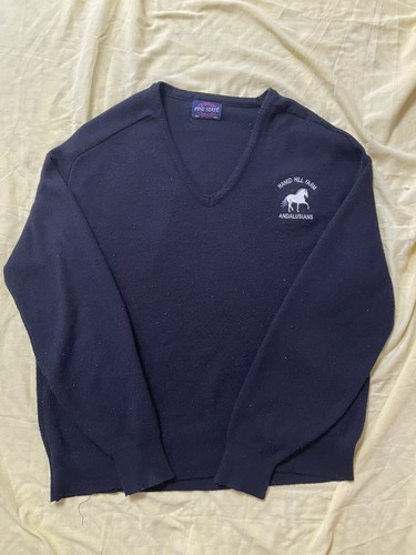 Vintage 80s womens pine state hamid hill farm andalusians black sweater.Size 1XL